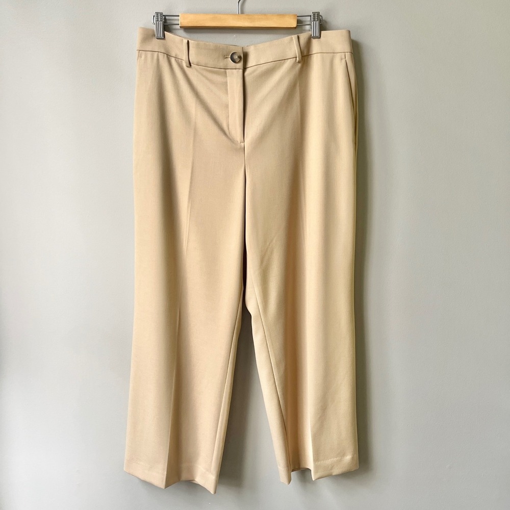 Ann Taylor Pants Women's 14 NWOT Trousers Tan Wide Leg High Rise Ankle Office
